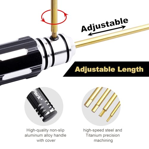 HobbyPark 4pcs 1.5mm 2.0mm 2.5mm 3.0mm Hex Screw Driver Set Titanium Hexagon Screwdriver Wrench Tool Kit Allen Keys, Screw Tray, Hex Wrench RC Repair Tools
