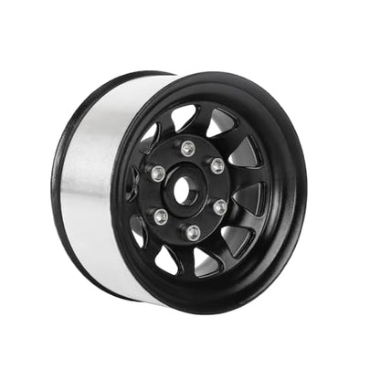 4PCS 1.55 Inch Aluminum Alloy Metal 10Holes Beadlock Wheel Rim Hubs Replacement Accessory for Tamiya AX90069 D90 TF2 CC01 CC02 1/10 RC Crawler Car Upgrade Parts(A-Black) - color: A-black