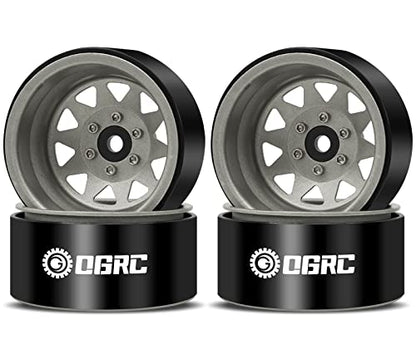 OGRC 1/10 RC Crawler Wheels 1.9" Aluminum Beadlock Wheel Rims | Offset -8.9mm Wheels, 1.9 Beadlock Wheels, for for TRX4 SCX10 Redcat GEN7 GEN8 RC4WD D90 Crawler, Grey - color: Grey