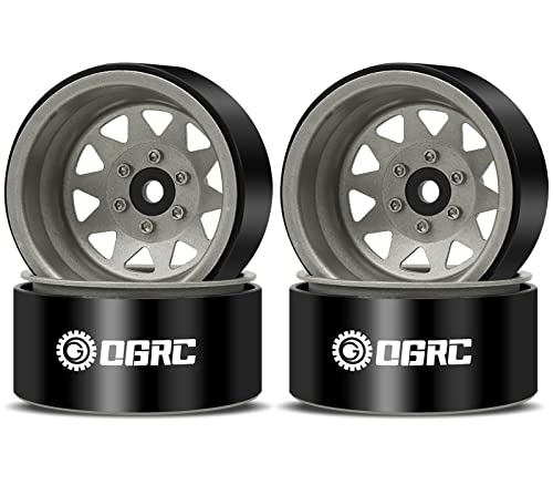 OGRC 1/10 RC Crawler Wheels 1.9" Aluminum Beadlock Wheel Rims | Offset -8.9mm Wheels, 1.9 Beadlock Wheels, for for TRX4 SCX10 Redcat GEN7 GEN8 RC4WD D90 Crawler, Grey - color: Grey