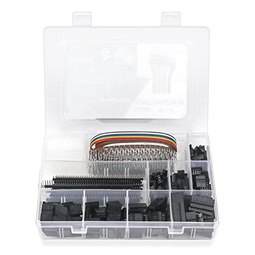 1550PCS 2.54mm Pitch Wire-to-Wire Connector Kit, Includes Pin Headers, Jumper Wire, Crimp Pins for RC Servo, Arduino, SMT, SATA, EPS, PCIE, Battery Balancer - size: XH2.54 1550PCS