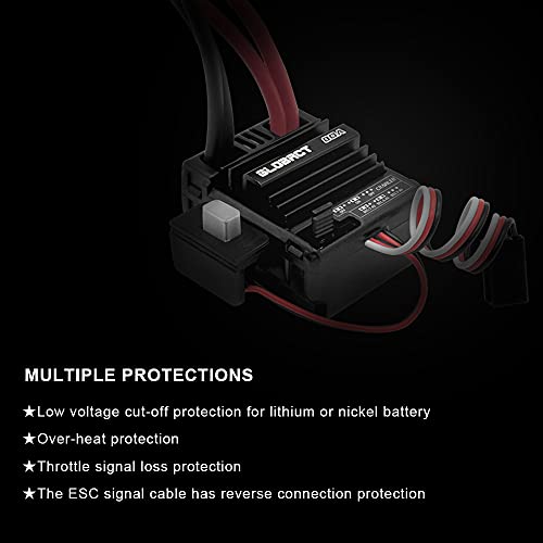 GLOBACT 550 12T Brushed Motor & 80A ESC Combo for 1/10 RC Truck Car-XT60 | BEC 5A 7.4V/6.4V - size: XT60 Plug