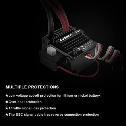 GLOBACT 550 12T Brushed Motor & 80A ESC Combo for 1/10 RC Truck Car-XT60 | BEC 5A 7.4V/6.4V - size: XT60 Plug