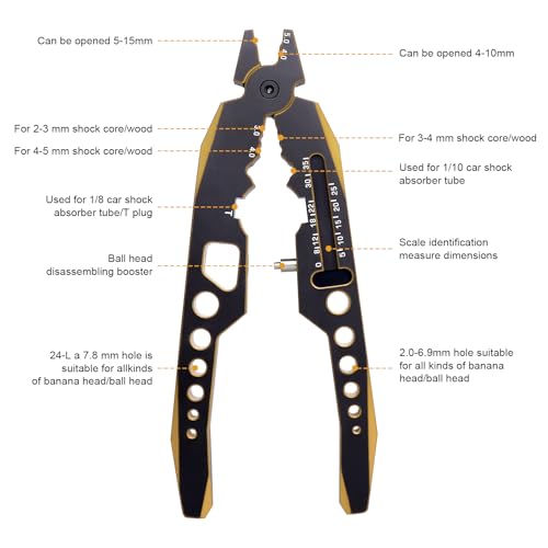 Metal Shock Absorber Pliers Ball Head Pliers Clip Multi-Function RC Tools for Traxxas Arrma Axial Redcat Losi Tamiya HSP HPI Exceed Cars (Black Gold) - color: Black Gold