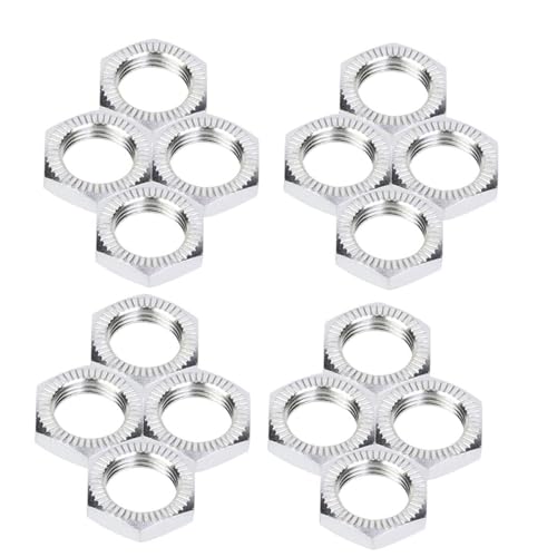 Aluminum 17mm Wheel Nut Thread 1.0mm for 1/7 1/8 RC Model Car ARRMA 6s HSP Redcat Himoto Monster Trucks Off Road Buggy Upgraded Parts 16 pcs/Set (Silver) - color: silver