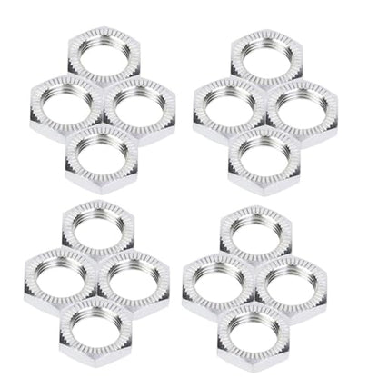 Aluminum 17mm Wheel Nut Thread 1.0mm for 1/7 1/8 RC Model Car ARRMA 6s HSP Redcat Himoto Monster Trucks Off Road Buggy Upgraded Parts 16 pcs/Set (Silver) - color: silver