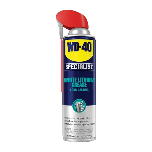 WD-40 Specialist White Lithium Grease, New Bigger Can, 13.3 OZ [1-Pack] | Heavy-Duty Grease for Chassis & Suspension, Heavy Equipment, Industrial Strength for Automotive, Construction & Industrial - size: 1-pack