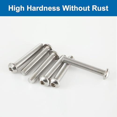 M6 x 40mm 45mm 50mm 55mm 60mm Button Head Socket Cap Screws Bolts, Stainless Steel 304, Metric Allen Hex Drive, Bright Finish, Fully Threaded, Assortment Kit 25PCS - size: Button M6x40-60 mm