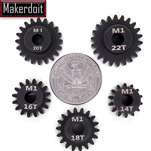 Mod 1 Pinion Gear 5mm 14T 16T 18T 20T 22T Mod1 M1 Pinion Gear 5mm Shaft - size: 14T 16T 18T 20T 22T