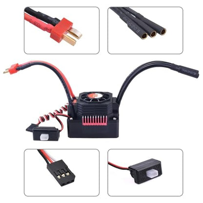 2-3S 80A Waterpoof Brushless ESC Speed Controller BEC 6.1V 3A for T Plug for 1/10 1/8 RC Car - color: 80a T Plug