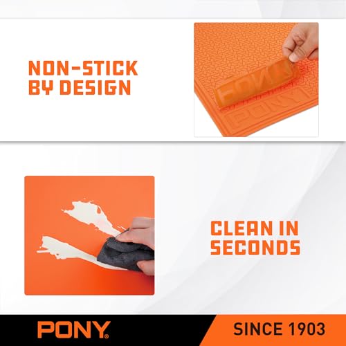 PONY Silicone Mat 28" x 23", Heavy Duty Non-Stick Heat Resistant Pad | Anti-Slip Work Mat for Resin, Epoxy, DIY Crafts, Woodworking, Garage & Workshop. Easy to Clean and Reusable.