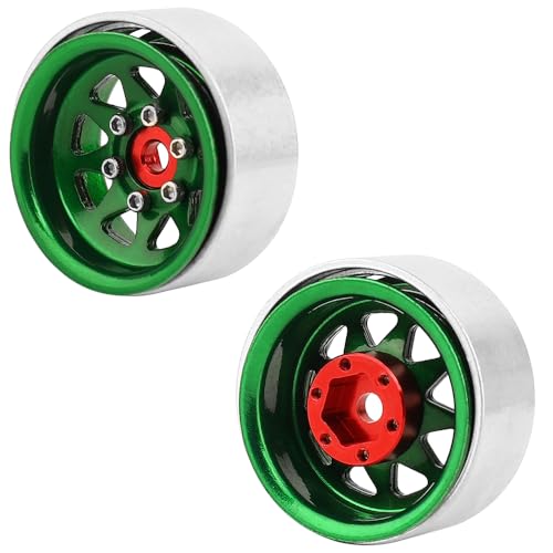1.0 Beadlock Wheel -3.78mm Offset Wheel Rims for 1/18 1/24 RC Crawler Car Axial AX24 SCX24 FMS FCX24 TRX4M Upgrades (Dark Green) - color: Dark Green