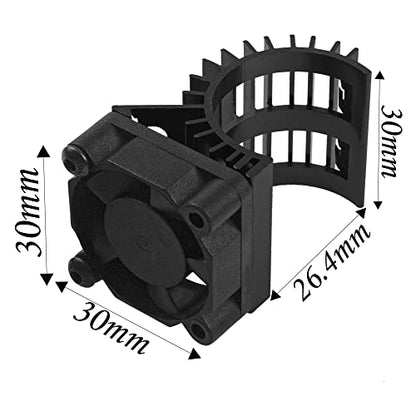 ShareGoo Aluminum 380 390 Motor Heatsink with Cooling Fan Electric Engine Heat Sink Compatible with HSP HPI Wltoys Himoto Redcat 1/16 1/18 RC Car (Black) - style: Black
