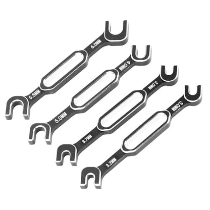 RC Car Wrench Set Aluminum Alloy 4PCS Spanner Tool for 3.0 to 6.0mm Screws Turnbuckle Ball Joint Adjustment, 0.1mm Precision Fit No More Stripped Bolts, for RC Vehicle Drift Car Ax - color: Black