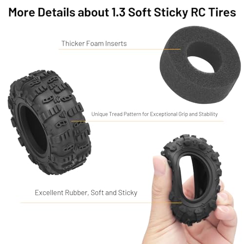 1.3 Crawler Tires, daitoku 65 * 25 * 33mm 1.3 RC Tires for SCX24 TRX4M AX24 1/18 1/24 RC Crawler - Style B - style: Style B