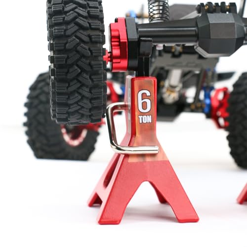 4 Pack 1/10 Remote Control Car Scale Metal Jack Stand Repair for Traxxas TRX4 Axial SCX10 1/10 RC Climbing Car,Note: for 1:10 RC Cars only, not for Real Cars(Red) - color: Red