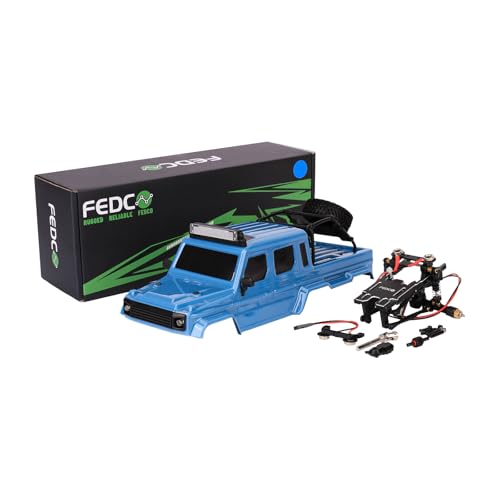 SCX24 Body 6x6 Conversion Kit PC Body with Lights Frame-Axle Assembly for Bronco JLU C10 Basecamp Axial SCX24 6×6 RC Crawler Upgrades - style: Blue