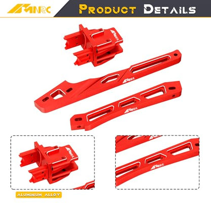 Alloy Center Differential Diff Mount & Front Rear Chassis Brace for Arrma 1/8 Kraton 6S 4X4 RTR V6 Series Upgrade Part Red - color: Red