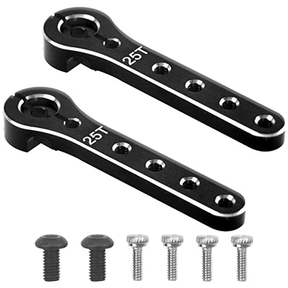 2Pcs ShareGoo 25T Servo Horn 56mm Metal 25 Teeth Extension Steering Servo Arm Compatible with 30-100CC Balsa Airplanes RC Plane Helicopter Car (Black) - color: Black