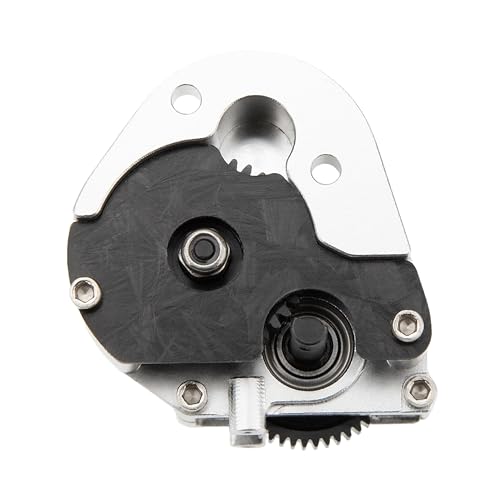 MEUS Racing SCX24 Transmission Aluminum Complete Gearbox for 1/24 Axial SCX24 RC Crawler (Brushless, Silver)