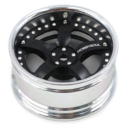 2pcs RC 1/10 Aluminum On Road Wheel Rims Hex 12mm Adjustable Offset Silver/Black Color Fit for 1:10 RC On Road Drift Touring Street Car Tire Tyre - color: Silver & Black