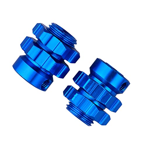 Aluminum 17mm Wheel Hubs/Nuts Splined for 1/10 Traxxas E-Revo Summit T-Maxx, Set of 4 (Navy Blue) - color: Navy Blue