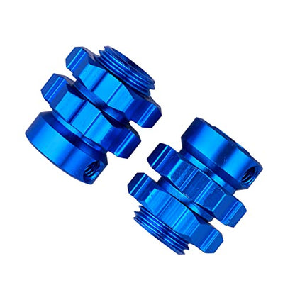 Aluminum 17mm Wheel Hubs/Nuts Splined for 1/10 Traxxas E-Revo Summit T-Maxx, Set of 4 (Navy Blue) - color: Navy Blue