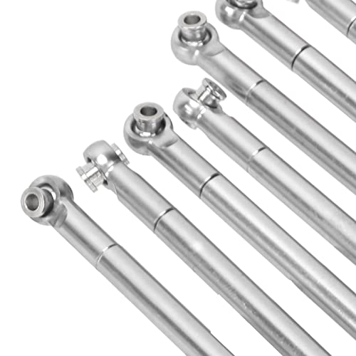 Dilwe RC Tie Rod, 8PCS Metal Full Car Tie Rod Tie Lever Link Pull Rod for MN86 Series Model Upgrade RC Car, RC Aluminum Linkages Steering Servo Rod RC Car Parts RC Accessories(Silver)