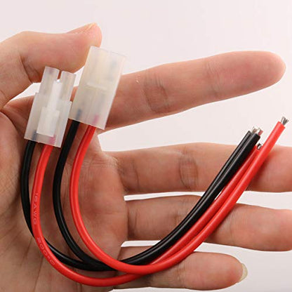 E-outstanding 2pcs 16AWG 15cm Tamiya Plug Connector Male and Female Adapter Cable Wire for RC Lithium Battery Charge