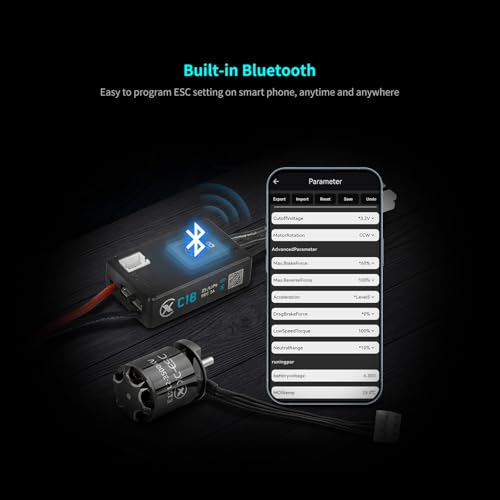 XC C18 Brushless ESC & E1212 Motor,30A Current,2S Lipo | APP control,FOC,1/18 1/24,Compact and lightweight,Outrunner