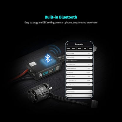 XC C18 Brushless ESC & E1212 Motor,30A Current,2S Lipo | APP control,FOC,1/18 1/24,Compact and lightweight,Outrunner