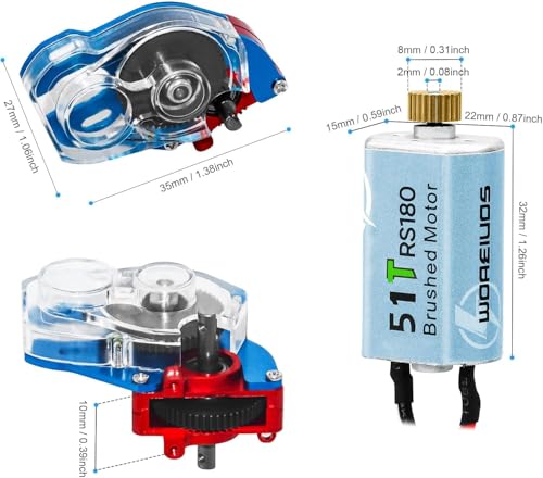 2 in 1 ESC & Receiver 3CH 2.4G RC Transmitter Remote Controller with 050 50T Brushed Motor Transmission Gearbox Combo (Combo 2 & 180 51T Motor)