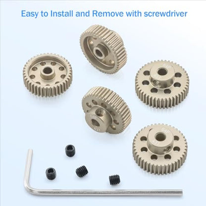 64DP Pinion Gear Set 41T 42T 43T 44T 45T for 3.175 mm Shaft Aluminium Alloy Pinion Gear with Screwdriver for 1/10 RC Car Motor - size: 41T 42T 43T 44T 45T