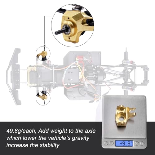 Hobbypark Brass Front Steering Knuckles Heavy Weights for SCX10 II Upgrades Compatible with Axial SCX10 II Honcho (Gold)