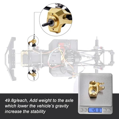 Hobbypark Brass Front Steering Knuckles Heavy Weights for SCX10 II Upgrades Compatible with Axial SCX10 II Honcho (Gold)