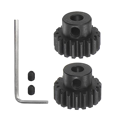 HARFINGTON Mod 1 M1 Pinion Motor Gear Set 2pcs 17T 18T Fit 5mm RC Motor Shaft M1 Pitch Gears for RC Car, with Hex Key - style: 17T 18T