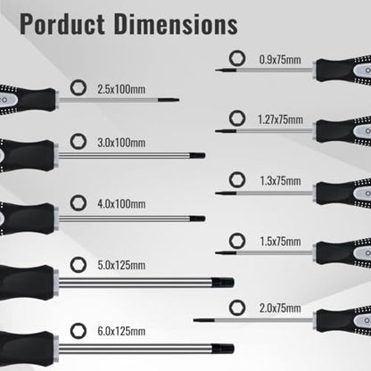 Narwhal Hex Allen Wrench Screwdriver Set (10 Pack in Precision & Standard Metric Sizes 0.9mm 1.27mm 1.3mm 1.5mm 2.0mm 2.5mm 3.0mm, 4.0mm, 5.0mm, & 6mm) - Perfect for RC Cars, Drones, & Helicopters - style: Hex - Metric