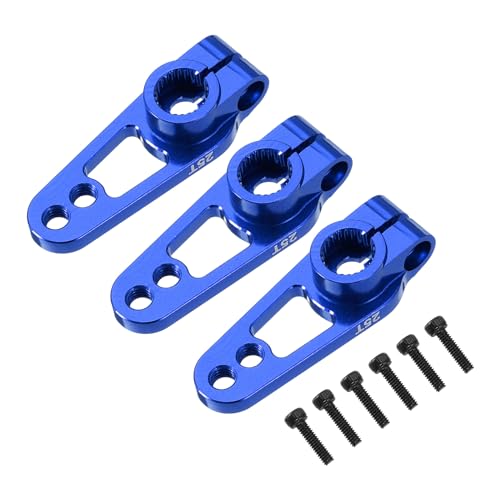 MECCANIXITY Aluminum Alloy 25T Steering Servo Single Sided Blue Arm Horn for DIY RC Car/Boat/Airplane Boat Accessories 3 Pcs - color: Blue