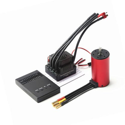 HUIOP RC car Motor, S3670 2150KV Brushless Motor Sensorless Waterproof Motor and 120A Brushless ESC T Plug Programming Card Replacement for HSP HPI 1/8 RC Car Truck