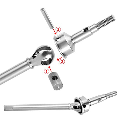 INJORA +2mm Extended Thread Dogbone CVD Axle Shafts for 1/18 TRX4M Axles - size: Front&Rear