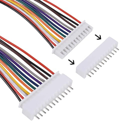 10Pairs JST-XH Connector Kit, XH 2.54mm 12 Pin Header Male and Female Connectors Plug Adapter with Flat Wire Cable 200mm 26AWG Compatible with JST XH (12P) - color: 12P