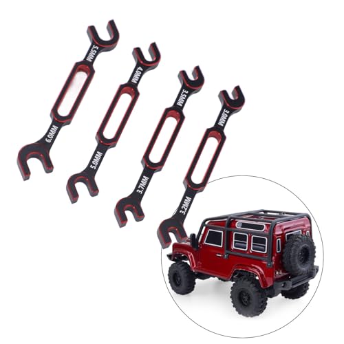 Drfeify 4PCS RC Car Wrench Repair Tool, 3.0/3.2/3.5/3.7/4.0/5.0/5.5/6.0mm RC Turnbuckle Nut Ball Joint Remover Universal Upgrade Parts (Red) - color: Red
