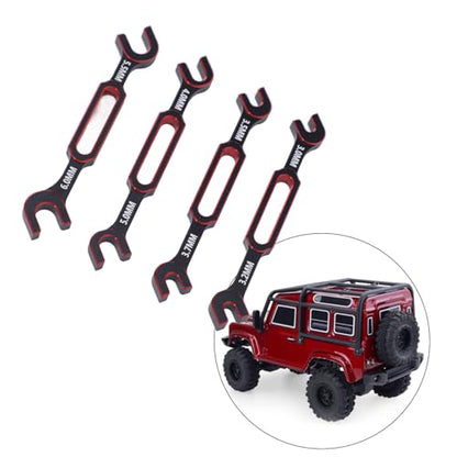 Drfeify 4PCS RC Car Wrench Repair Tool, 3.0/3.2/3.5/3.7/4.0/5.0/5.5/6.0mm RC Turnbuckle Nut Ball Joint Remover Universal Upgrade Parts (Red) - color: Red