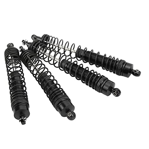 1/10 RC Shock Absorbers 150mm 135mm Aluminum Alloy 4mm Shaft 4-Piece Set, Adjustable Threaded Preload for Axial Ryft 4WD, OilFilled CoilOver Damping for Rock Crawling (Black) - color: Black