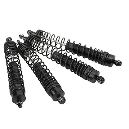 1/10 RC Shock Absorbers 150mm 135mm Aluminum Alloy 4mm Shaft 4-Piece Set, Adjustable Threaded Preload for Axial Ryft 4WD, OilFilled CoilOver Damping for Rock Crawling (Black) - color: Black