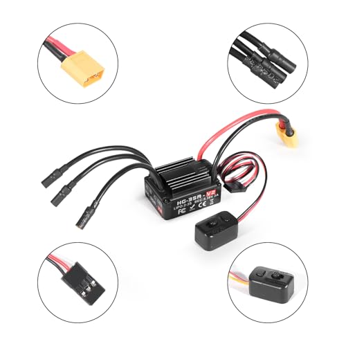RiToEasysports Brushless ESC for RC Cars, Waterproof Electronic Speed Controller with XT60 Plug for Off-Road Crawling and Mud Racing - color: Black Xt60 Plug