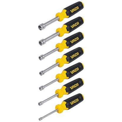 VAC7070 7-Piece SAE Nut Driver Set, Laser Etched Sizes, Magnetic Tip, Hollow Shaft and Comfort Grip for Precise Hex Nut Driving - style: SAE