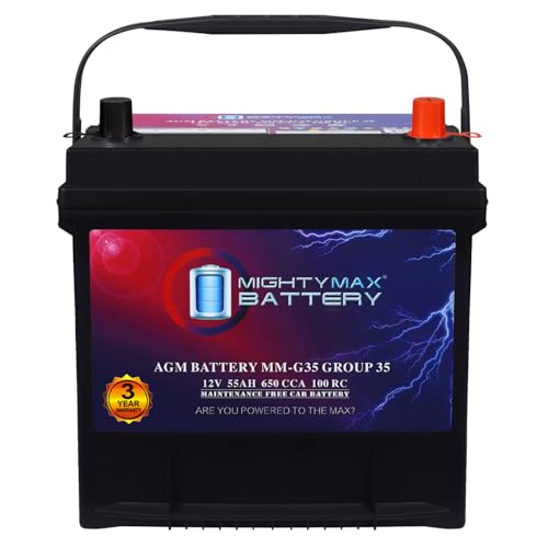 Mighty Max Battery MM-G35 Start and Stop Car BCI Group Size 35 12V 55Ah, 100RC, 650 CCA Rechargeable AGM Car battery - style: Group 35