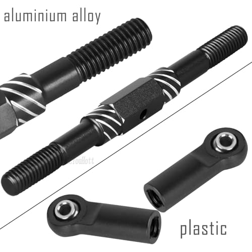 RC Aluminum Turnbuckles Camber Links Upgrades Part for 1/10 Slash/Rustler/Stampede/Hoss,1/8 Jato 4X4 4WD VXL,Turnbuckles Camber Links Hops Up,Black (#9027#9028#9029) - color: Black-(for 1/10）