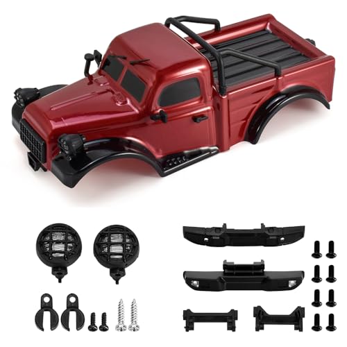 1/18 RC Pickup Truck Body Shell, ABS Impact-Resistant Upgrade for TRX4M Defender/Bronco/Wrangler (Red) - color: Red